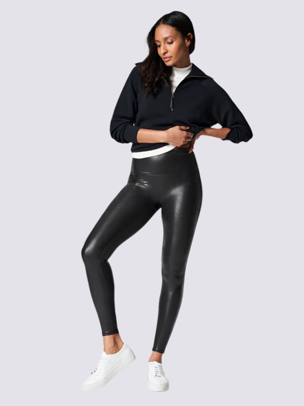 SPANX Black High-Waist Faux-Leather Leggings